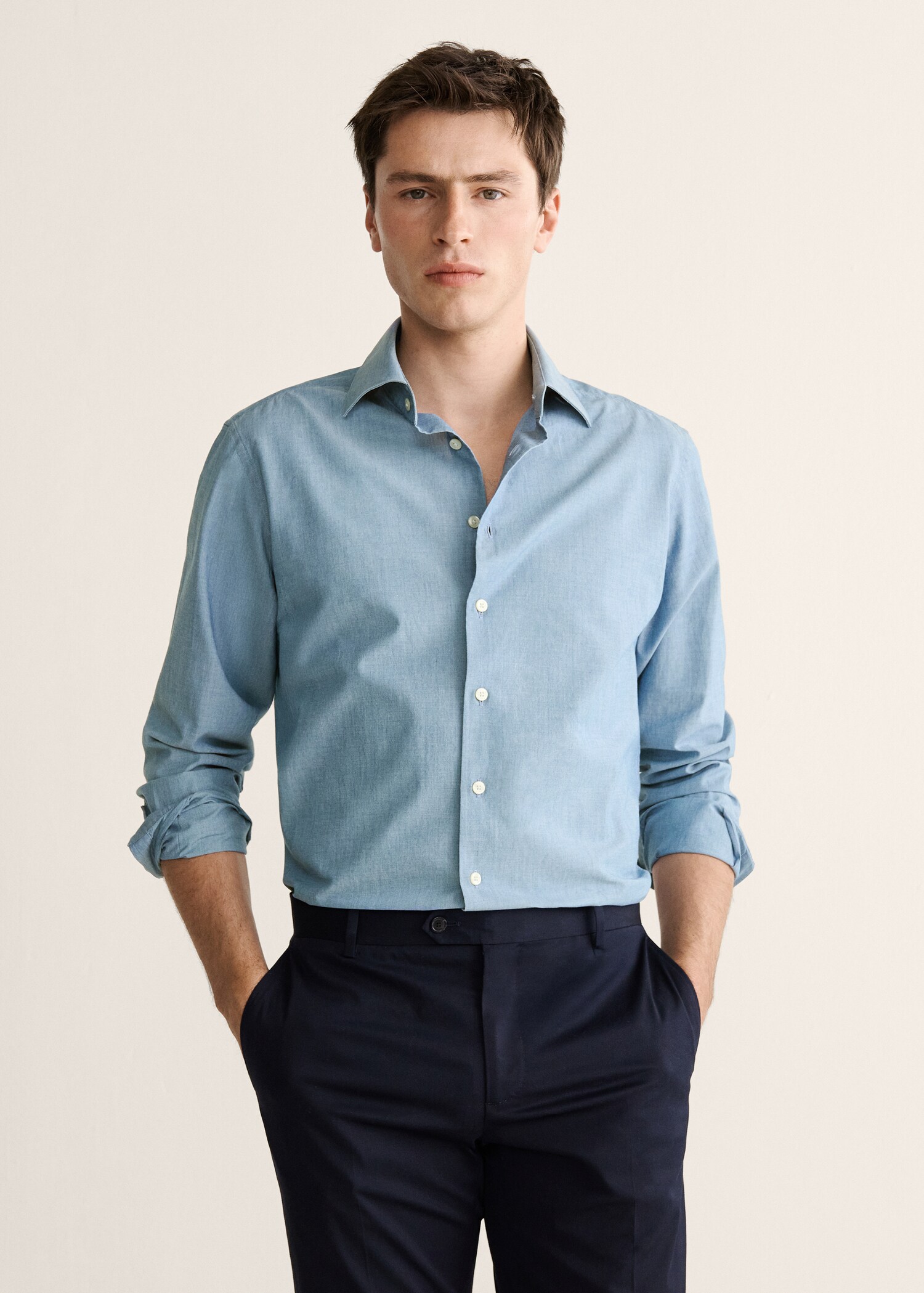 SHIRT AQUA, MANGO MAN