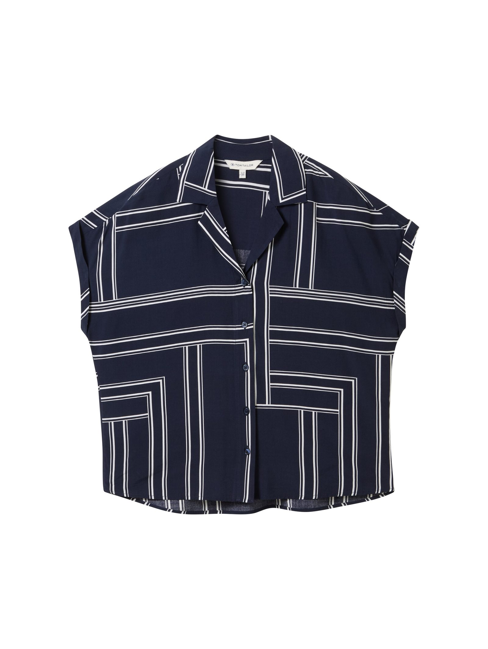 PRINTED RESOR, NAVY GEOMETRIC DESIGN, 34 -20104169770, FIFTY FIFTY