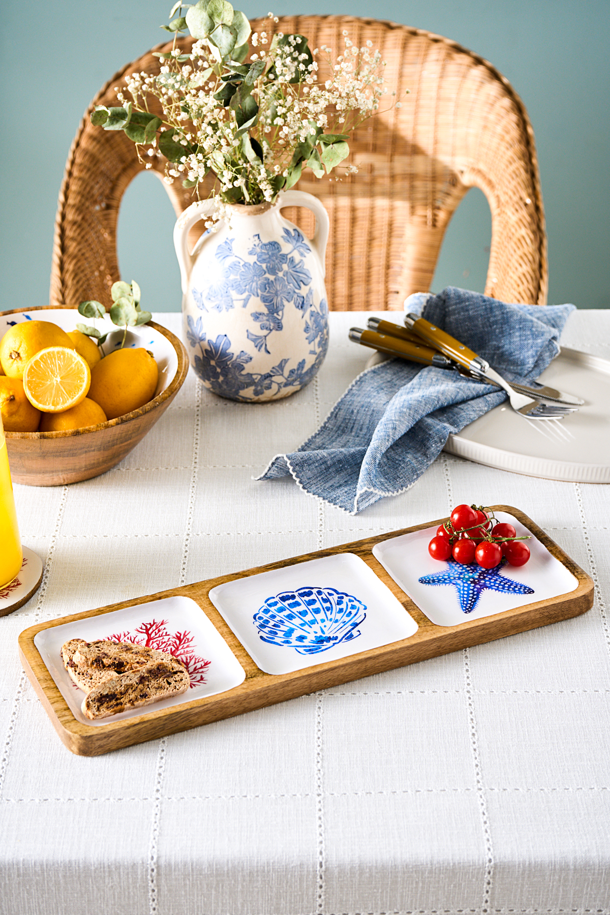 KARACA MANGO NUT BOWL 3-PIECE, BLUE01, Karaca